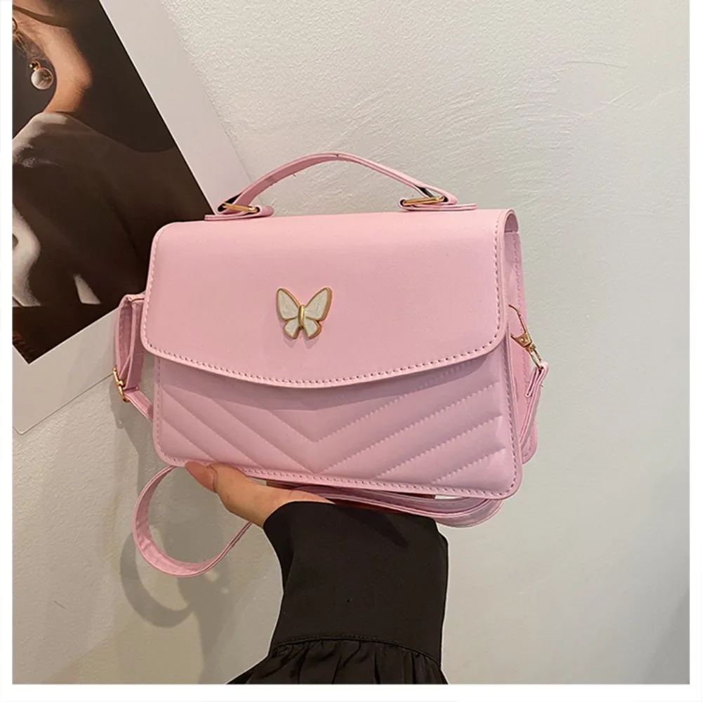 

Casual Pure Color Women's Handbag PU Large Capacity Square Bag Stitching Handbag