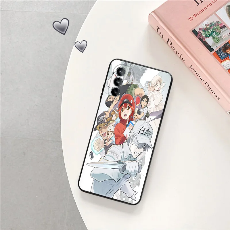 Ultra Thin Black Phone Case for Motorola G9 Edge 20 30 40 G50 G51 G60 G71 G22 G32 G52 G72 G53 G73 Cells At Work Anime Cover