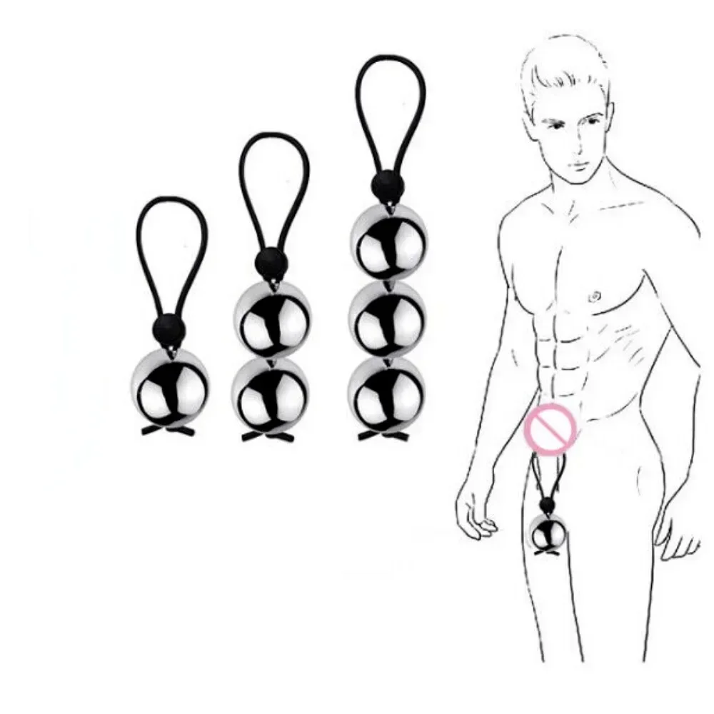 Metal Weighted Penis Ball Hanger Stretcher Penis Growth Extender Delayed Ejaculation Vaginal Workout Equipment Adult Porn CBT