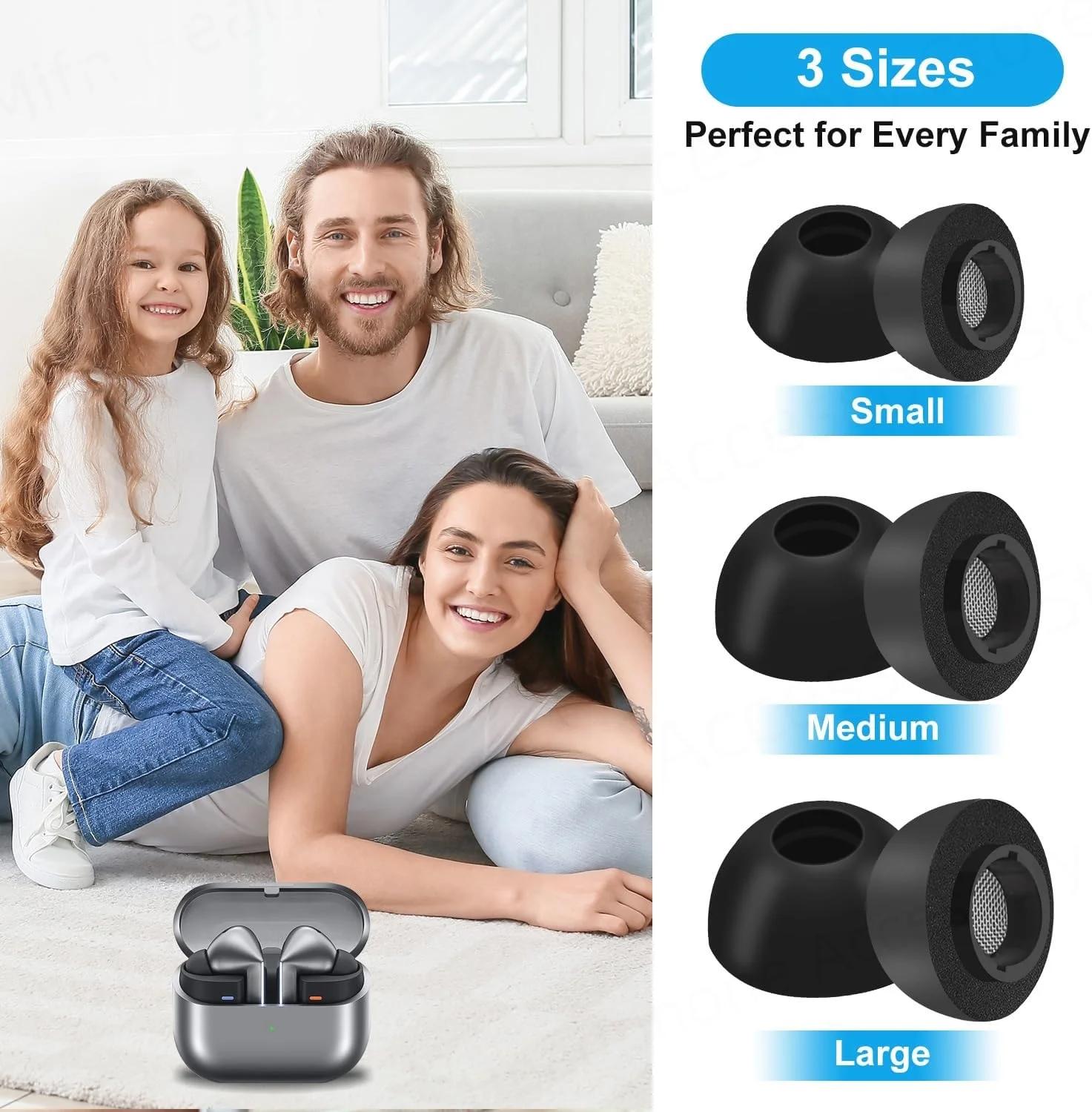 Samsung Galaxy Buds3 Pro 用フォームイヤーチップ - 究極の快適さと不安定にならない電話スタンド付き、Buds 3 用の安全なロッククリップケース