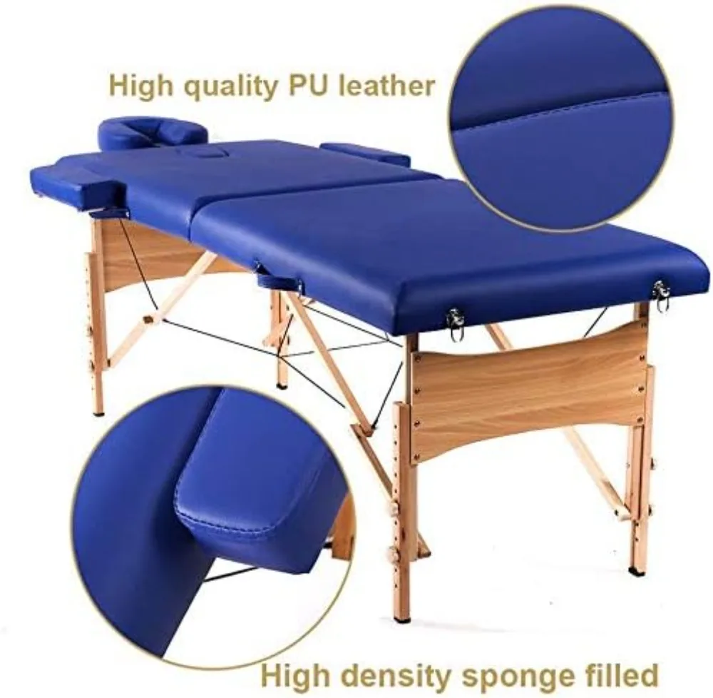 

Massage Table Portable Massage Bed 2 Fold Lash Bed Spa 84 in L Hight Adjustable Spa Facial Cradle Salon Bed W/Carry