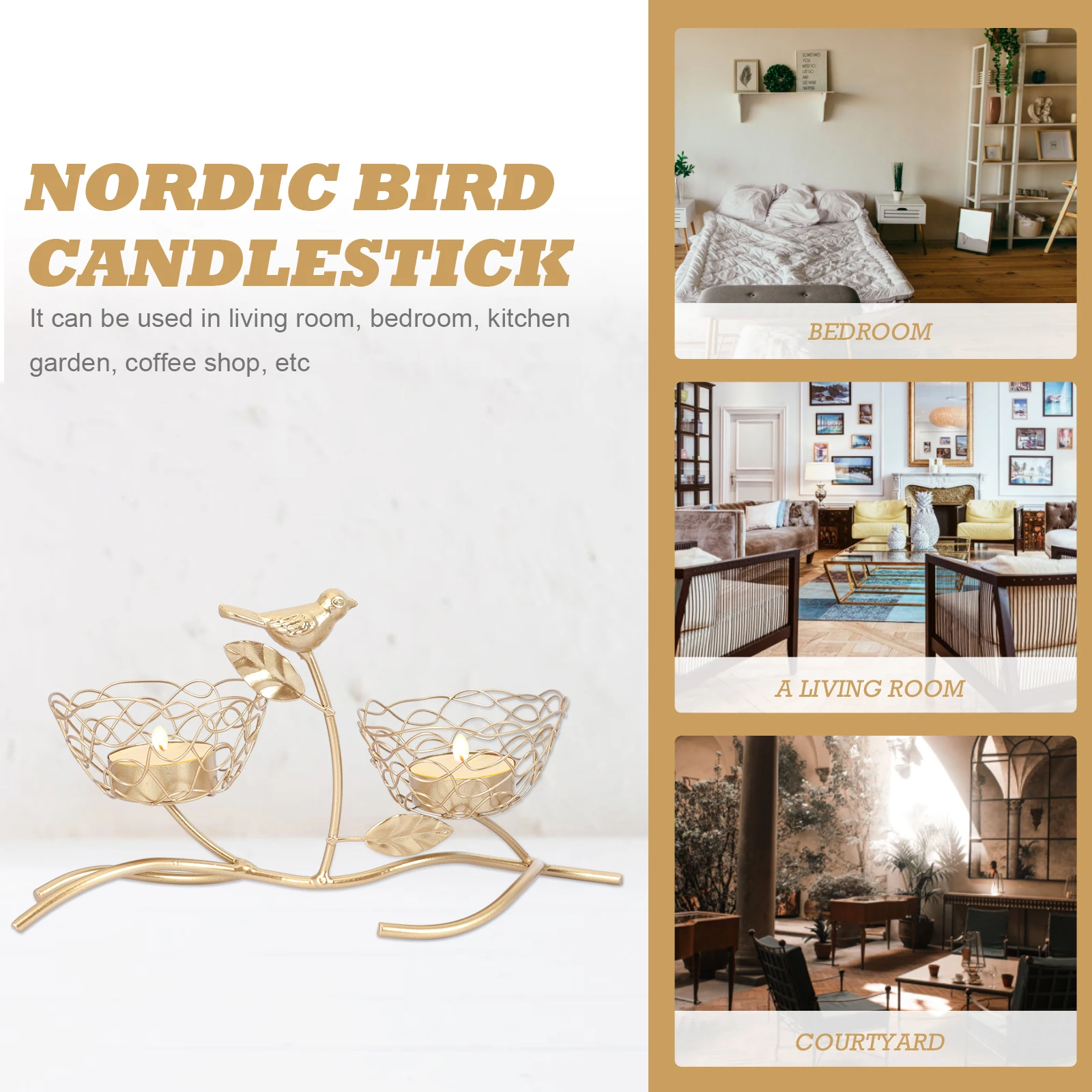 

European Style Bird Candlestick Metal Holder Vintage Two Head Decorative Stand For Home Party Wedding Festival Desktop