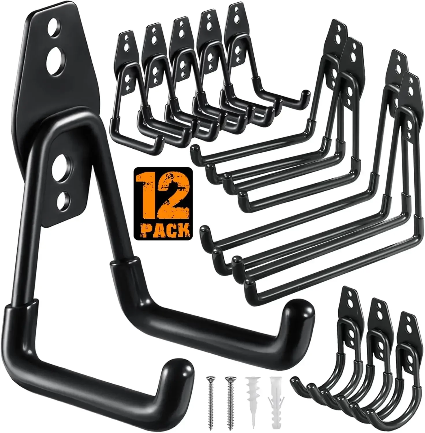 

12 Pack Garage Hooks Heavy Duty Utility Steel Garage Storage Hooks Wall Mount Garage Hanger&Organizer for Organizing Power Tools