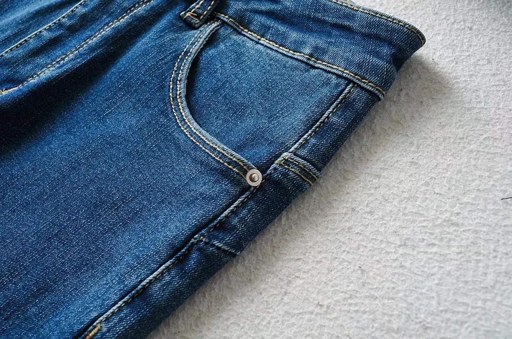 Withered vintage AA Style High Waist Supper Skinny Jeans Women England Style Washed Blue Push Up Pencil Jeans Women