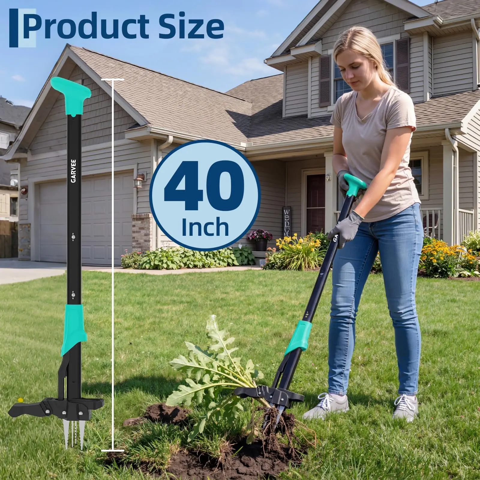Long Handle Stand Up Weed Puller,No Bending, Easy Eject–Removes Weeds Effortlessly, Sturdy Foot Pedal & Lightweight Aluminum Weeding Tool,Back Saving Garden Gifts for Seniors