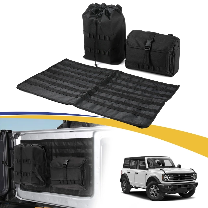 Car Accessories Side Storage Door Bag Front Door Multiple Pockets Car Organizer Fits 3Pcs/set  Fit For Ford Bronco 2021+