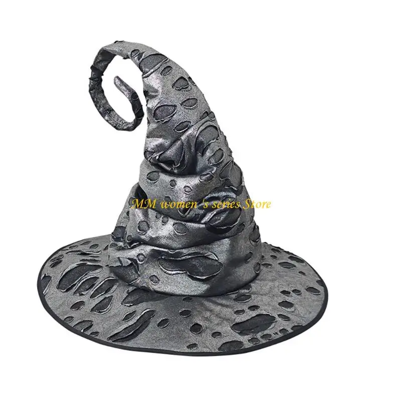 Q39C Traditional Necromancer Hat For Halloween Dress Party Permanent Polyester Thin Plan For Adults Adult Acting