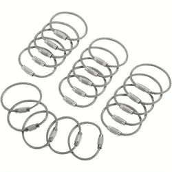 20pcs Stainless Steel Wire Keychains Cable Key Rings Luggage Loops Tag Keepers Heavy Duty Keychain 304 Stainless Steel Ring