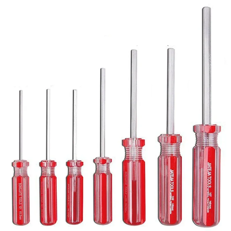 7pcs/set 1.5mm-6mm Hexagon Screwdriver Set CR-V Flat Head Hex Screw-driver Magnetic Allen Bolt Driver Hand Tools