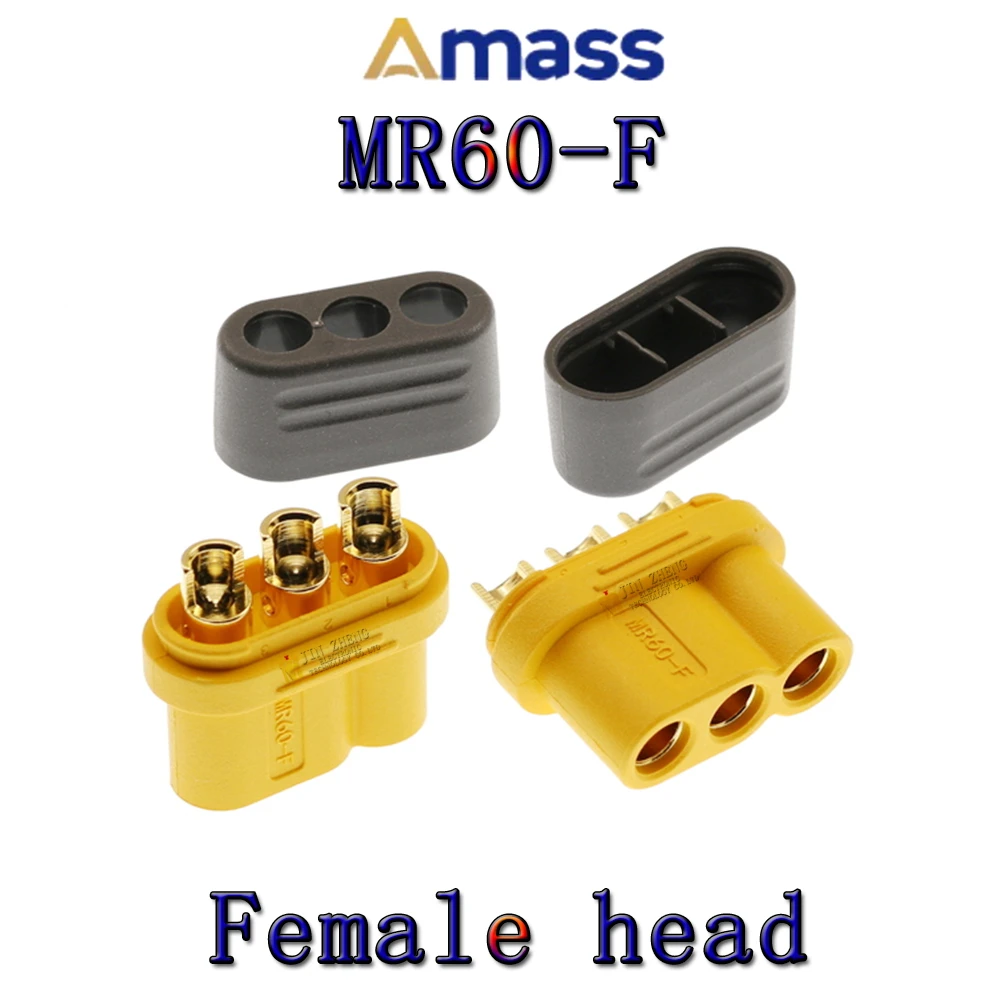 1 개/몫 Amass MR60 MR60PB-F/M T 모델 비행기 플러그 배터리 커넥터 세트 RC 부품 용 남성 여성 금도금 바나나 플러그