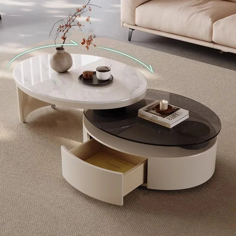 Oszczędzający Miejsce Luksusowy Stolik Kawowy Minimalistyczny Premium Efekt Kremowy Biały Stolik Kawowy Unikalny Prosty Couchtisch Dekoracja Domu