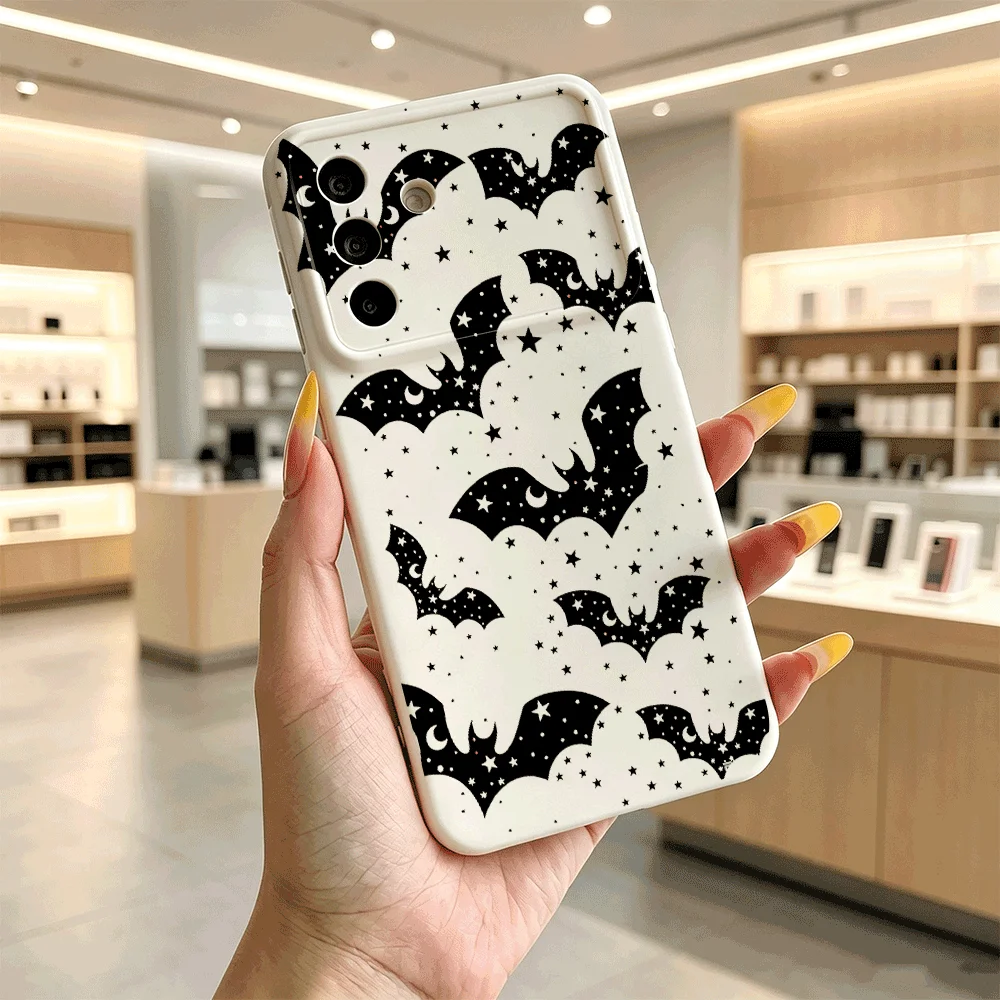 Star Moon Bats Soft TPU Shockproof Case For Samsung A55 A37 A20 A17 A12 A10 A07 A06 A05 A04 A03 Anti Scratch Cover
