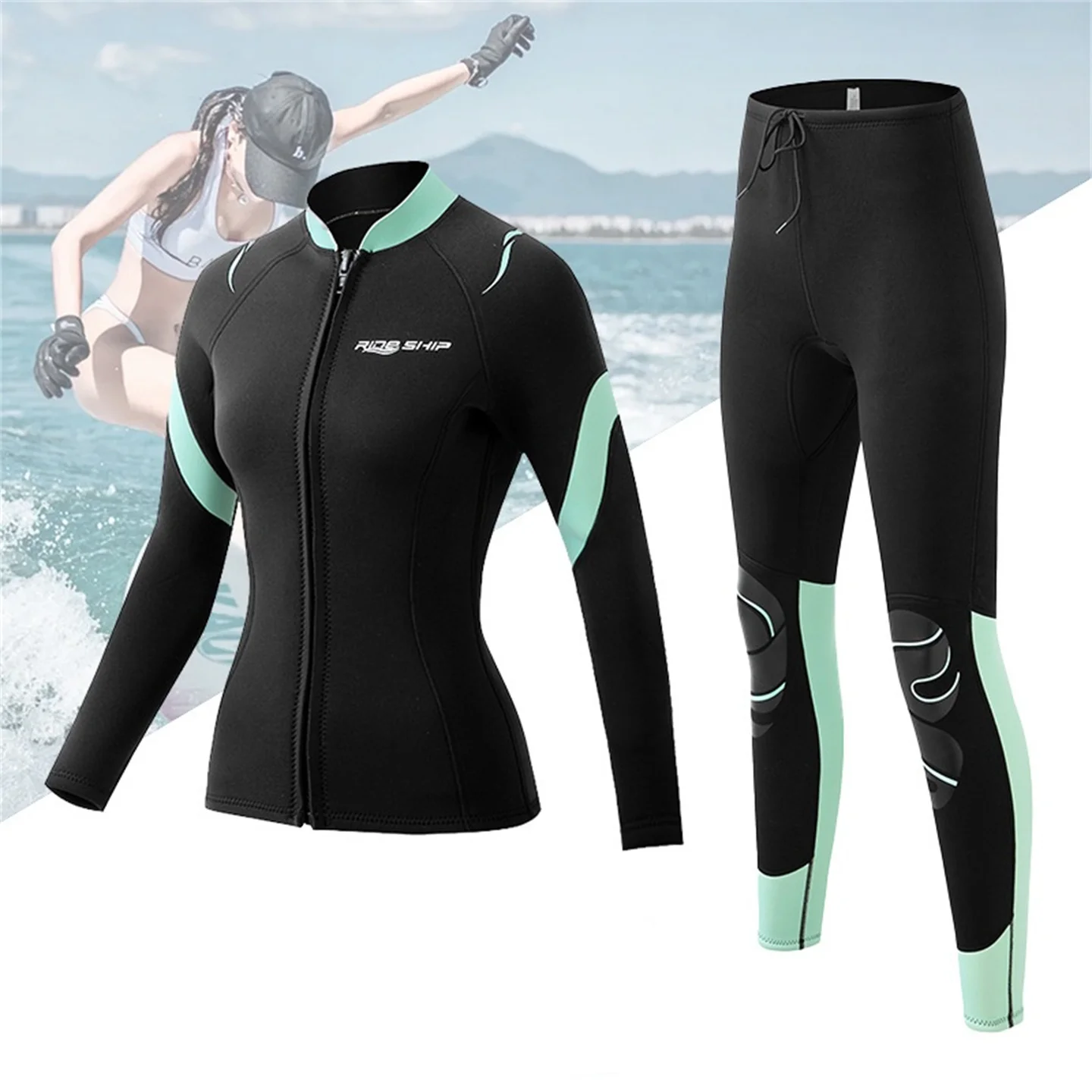 Free Diving Suit 3 Mm Split Wet Suit Swimming Long-Sleeved Top Deep Diving Diving Pants Men's Snorkeling Suit Surfing Women