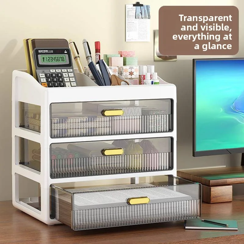 Desktop Organizer Box Multi-Layer Der Large Capaci Storage Office Supplies Ra Student Dormi Dustproof Box