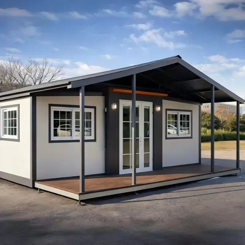 2026 Modern 20ft Expandable Steel Container House Herringbone Roof Prefab Kitchen Bedroom Bathroom Design