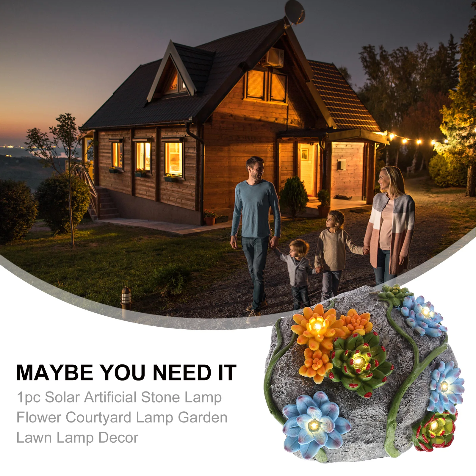 

Solar Stone Lamp Resin Imitated Spotlight Outdoor Decor Yard Garden Path Solar Powered Lights Gentle Durable Excellent Texture