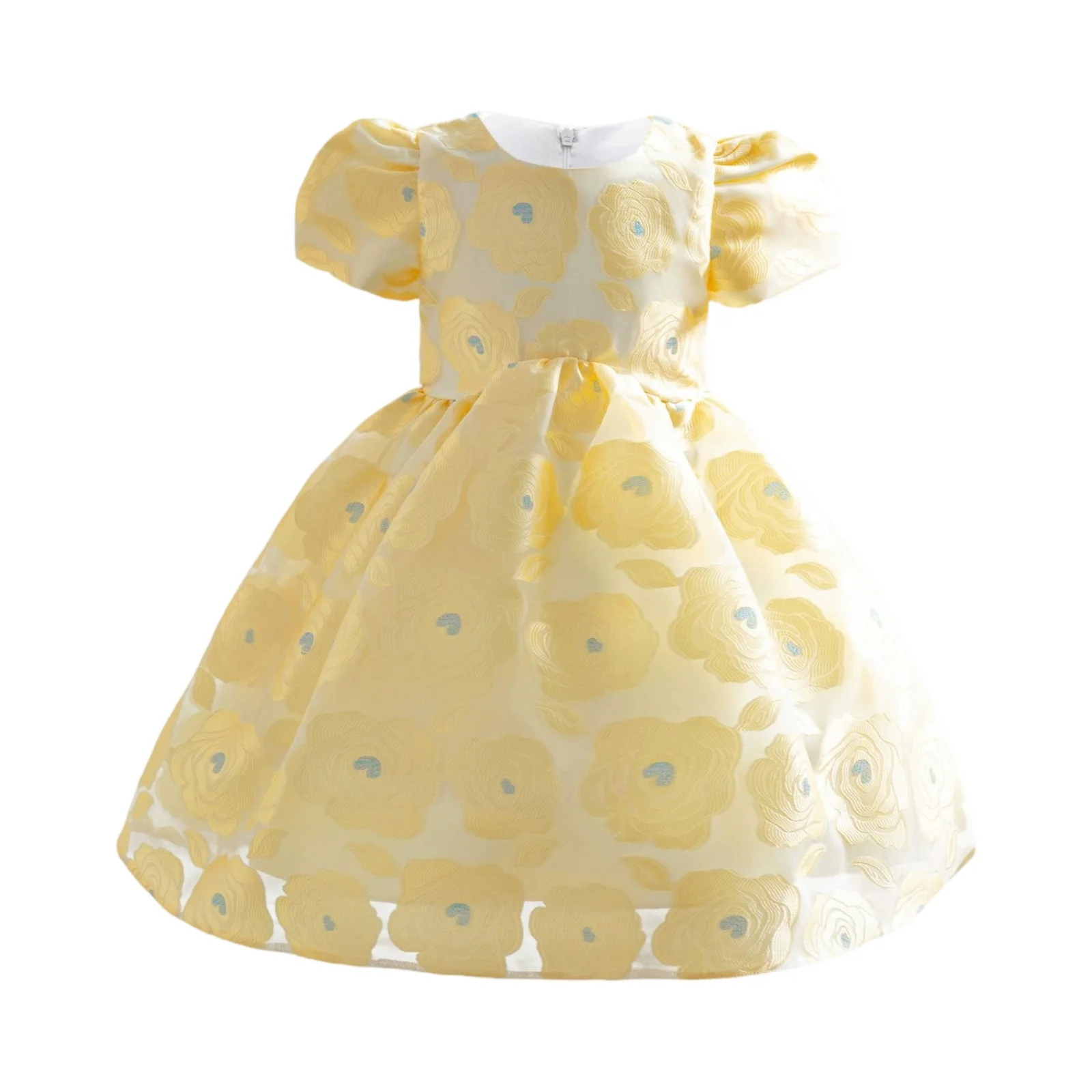 

Baby Girl Clothing Summer Flower Print Pattern Bubble Sleeve Gorgeous Girl Kid's Dress Cute Casual Baby Girl Ceremony Dresses