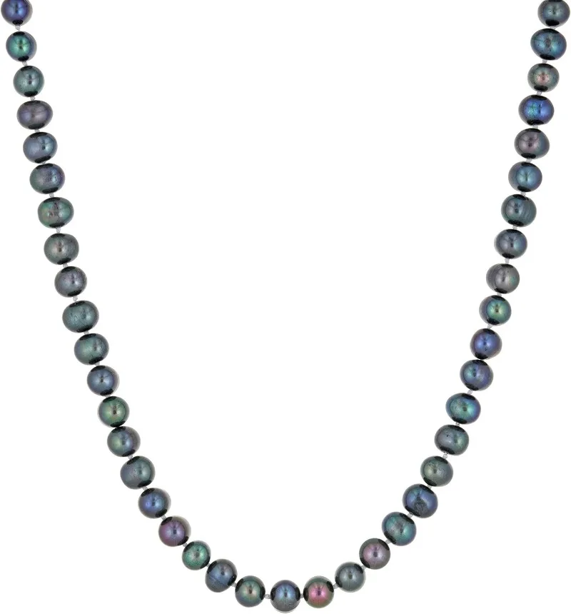 

Ожерелье из черного жемчуга 5-6 мм из стерлингового серебра 925 пробы, длиной 18 дюймов, с застежками