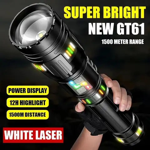 Torce a LED ad alta potenza GT61 Faretto super luminoso Torcia tattica ricaricabile Torcia da campeggio di emergenza esterna zoomabile