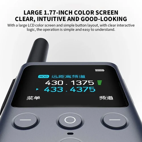 Imagen 2 del producto XIAOMI-walkie-talkie 2S, intercomunicador de seguridad para exteriores, pantalla a Color de 1,77 pulgadas, 4W de potencia, modo Dual en espera, 5km de distancia de llamada, IP54, 120 horas