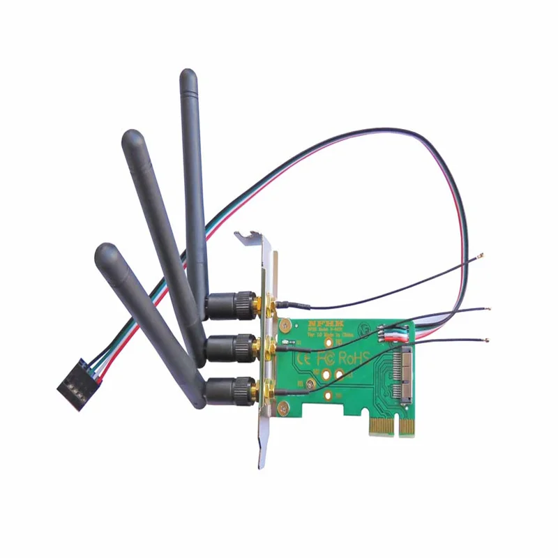 BCM94360CS WiFi Wireless Network Interface Card with Half Height Bracket Controller to PCIe X1 Adapter for Desktops