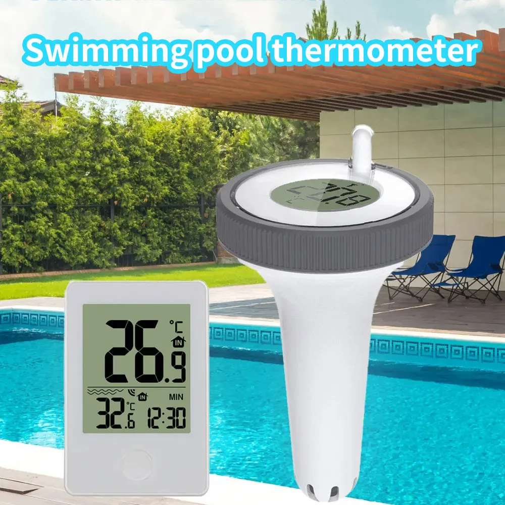 Digital Swimming Pool Thermometer Floating Mini Water Temperature Meter with Wireless Indoor Monitor for Swimming Pool Aquarium