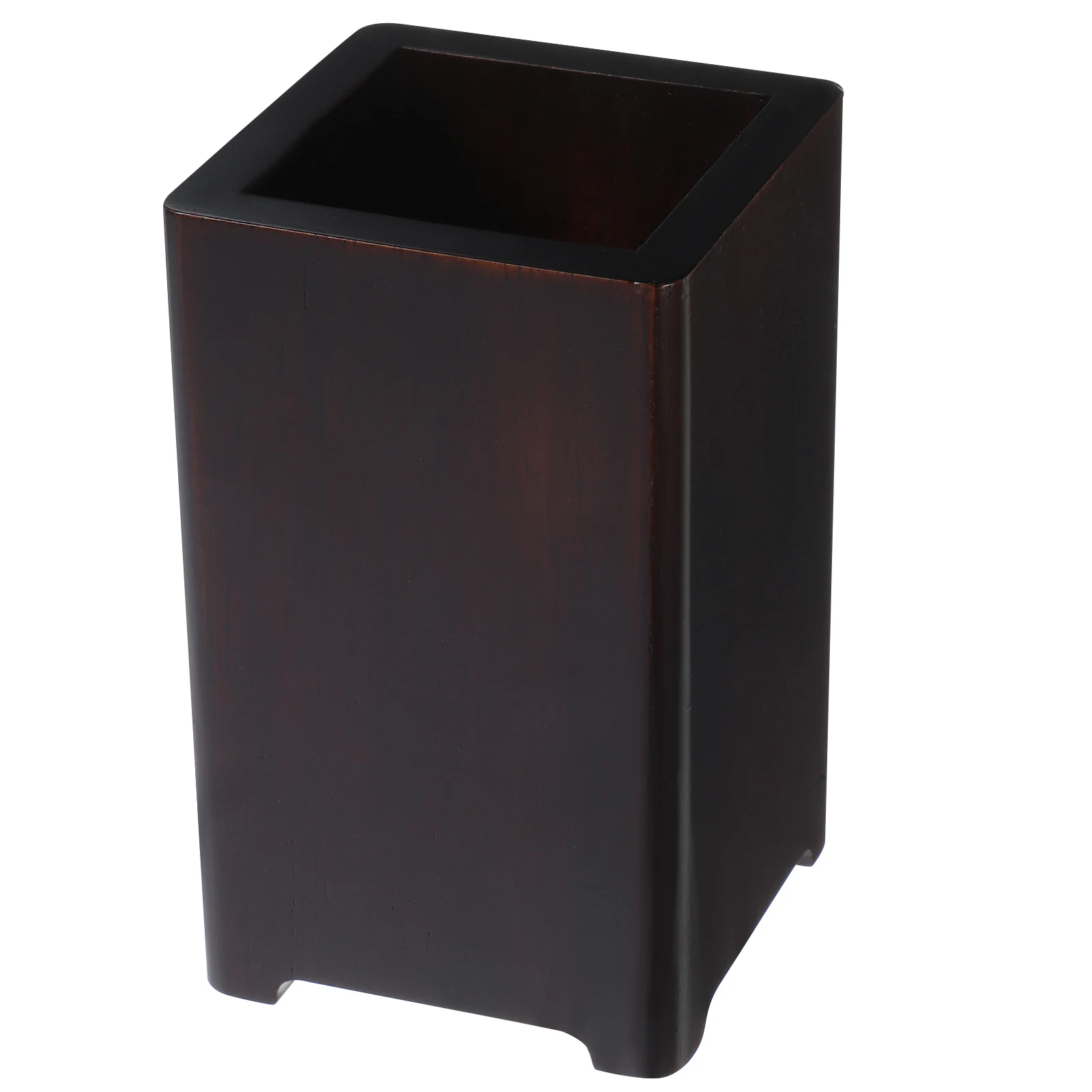 

1pc Solid Wood Pen Holder Large Capacity Desktop Organizer Easy Clean Stylish Design Wooden Material Pencil Storage Bucket