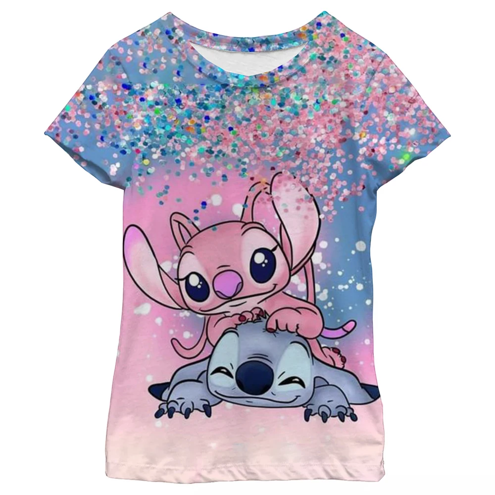 New Kawaii Lilo Stitch Cartoon T Shirt Children Kids Stitch Cute Manga T-shirt Y2k Graphic Tshirt Girl Boy Top Tees Lilo Stich