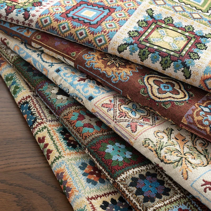 

Bohemian Fabric Ethnic Style Lattice Cloth for Sofa Upholstery Luggage Bag Tablecloth Homestay Decor DIY Craft Sewing Fabrics