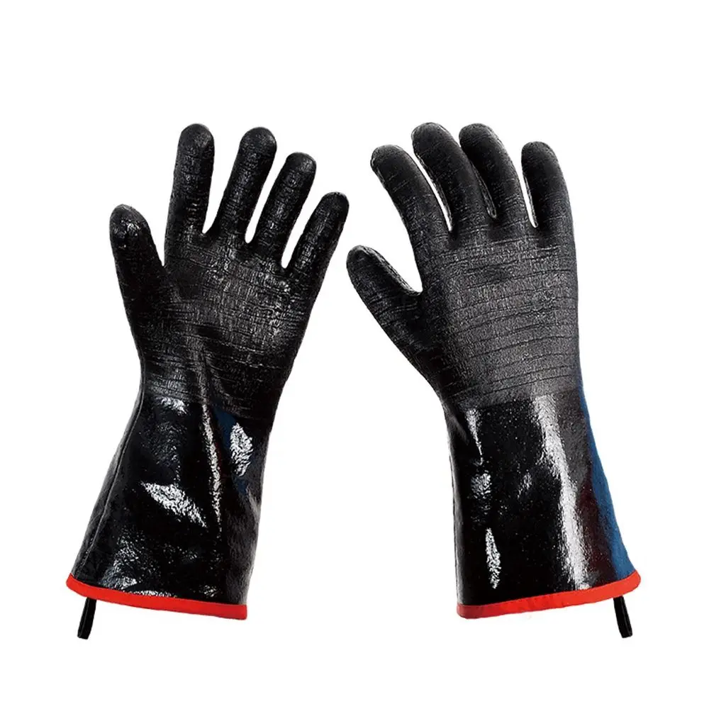 Thicken BBQ Gloves Oil Resistant Textured Palm Oven Mitts Fireproof Neoprene Coating Heat Resistant Gloves Grilling