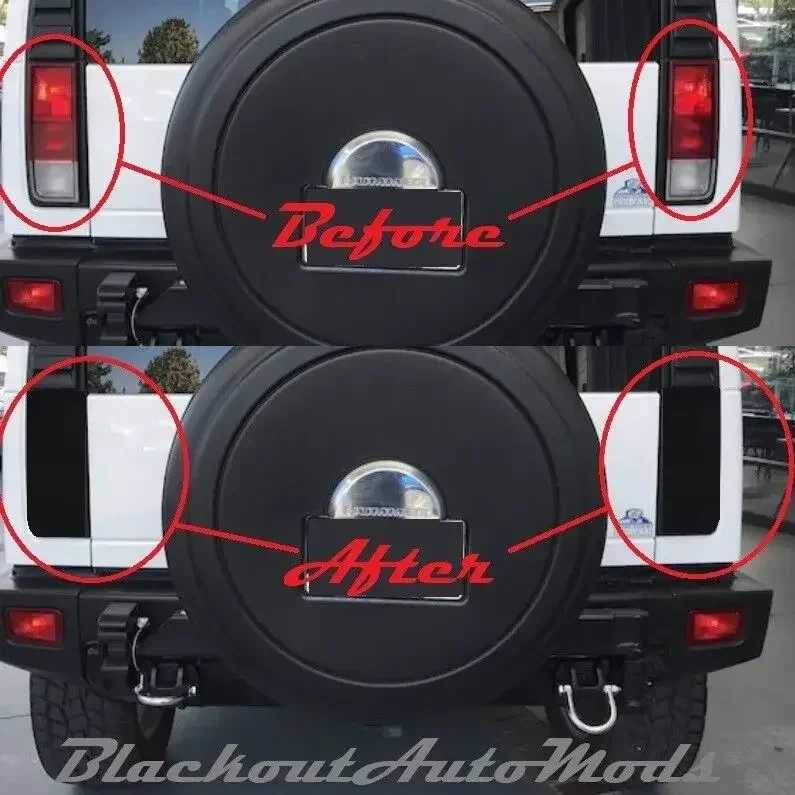 

For Hummer H2 SUT Pickup Truck 03-09 Car Tail Light Back Turn Signal Light ABS Blackened Cover Protect Lampshade Car Accessories