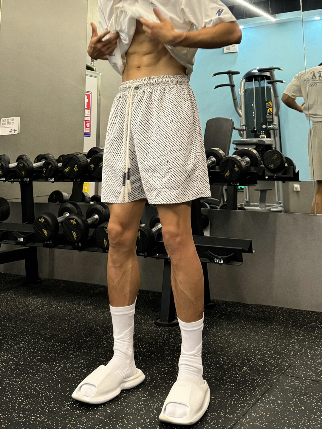 

Casual Spor Men's Loose Fit Summer Outerwear orts Striped Loose Straight Leg Mid-Length Casual Five-Quarter Underwear