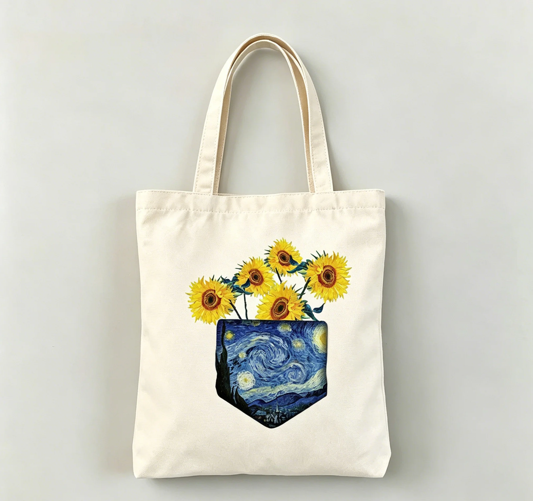 Personality Van Gogh Painting Printed Canvas Bag Shoulder Bag Student Fashion Tote Bag Shoulder Bag Student Gift Shopping Bag - view 2