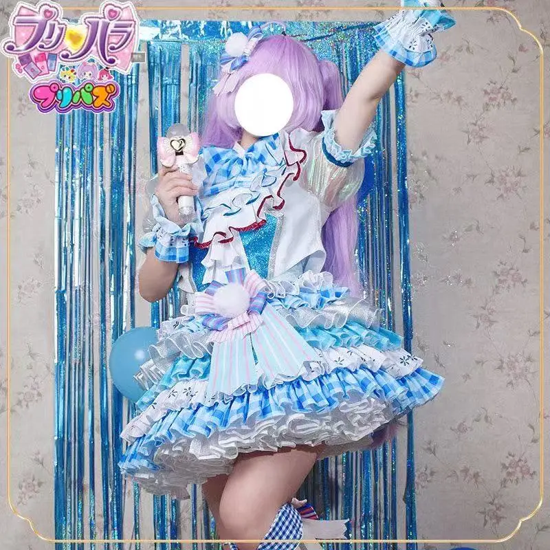 

Pripara Cosplay clothes are really cheerleading blue and white ribbon singing clothes cos anime animation clothing SUIT