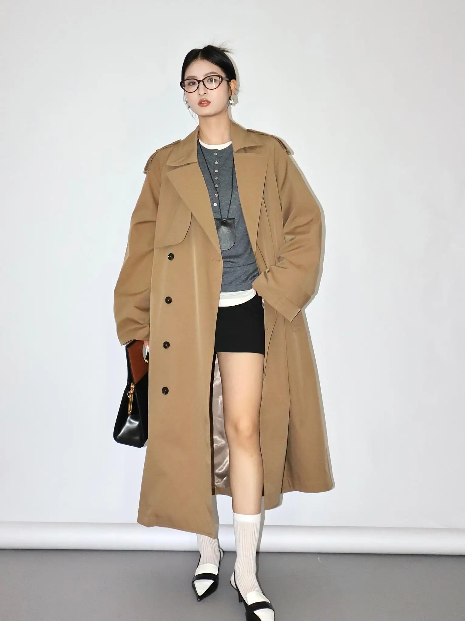 

Ветровка Imane: Водонепроницаемое пальто свободного кроя с длинными лацканами, из смесового хлопка, для повседневной носки, с длинными рукавами