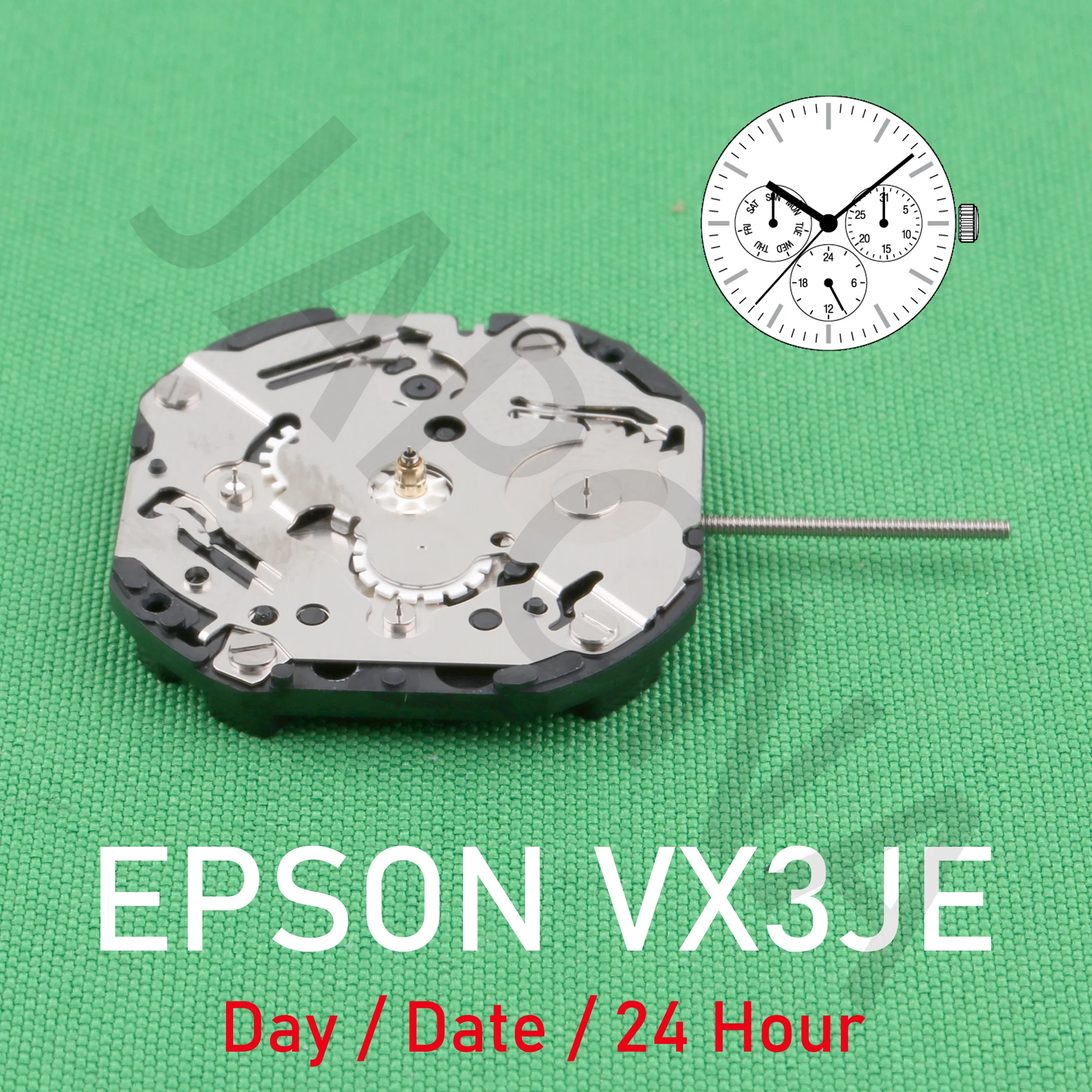 VX3J movement epson VX3JE movement Analog Quartz 10 1/2\'\'\' Slim Movement / 3 hands (H/M/S) and 3 eyes with Day / Date / 24 Hour