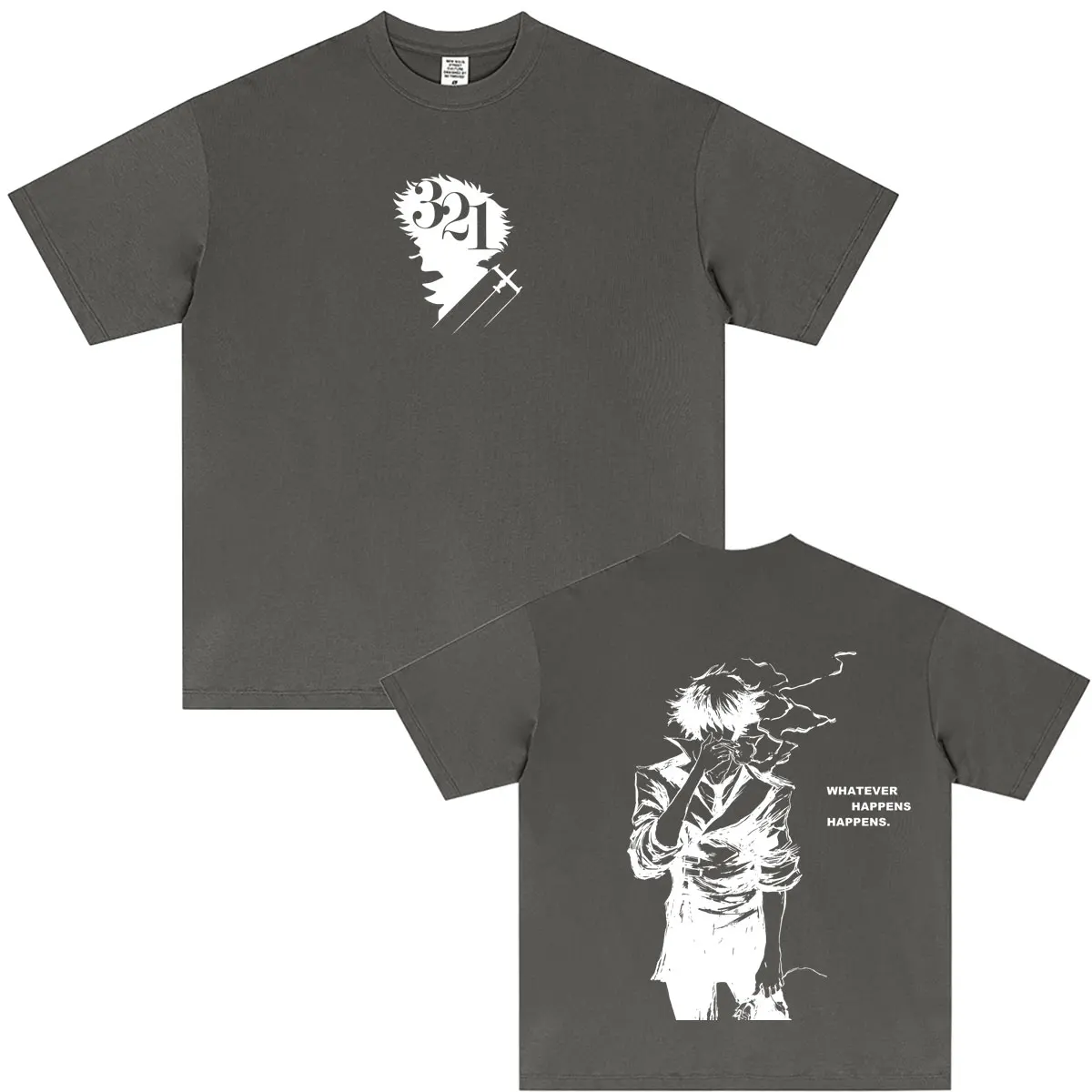 Anime Cowboy Bebop T Shirts Manga Spike Spiegel Whatever Happens Happens T-shirt Men Women Fashion Vintage Oversized Streetwear