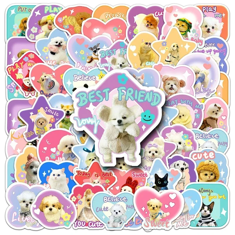 10/30/60pcs Cartoon Cats Dog Stickers Cute Animals Meme Sticker Decoration Suitcase Notebook Bike Phone Anime Decals Toys Gift