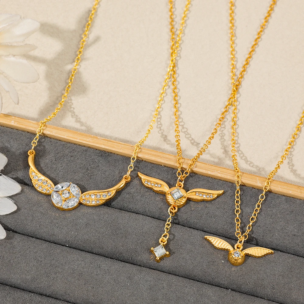 Golden Snitch pendant necklace, stylish collarbone chain, a cosplay gift for fans view 4