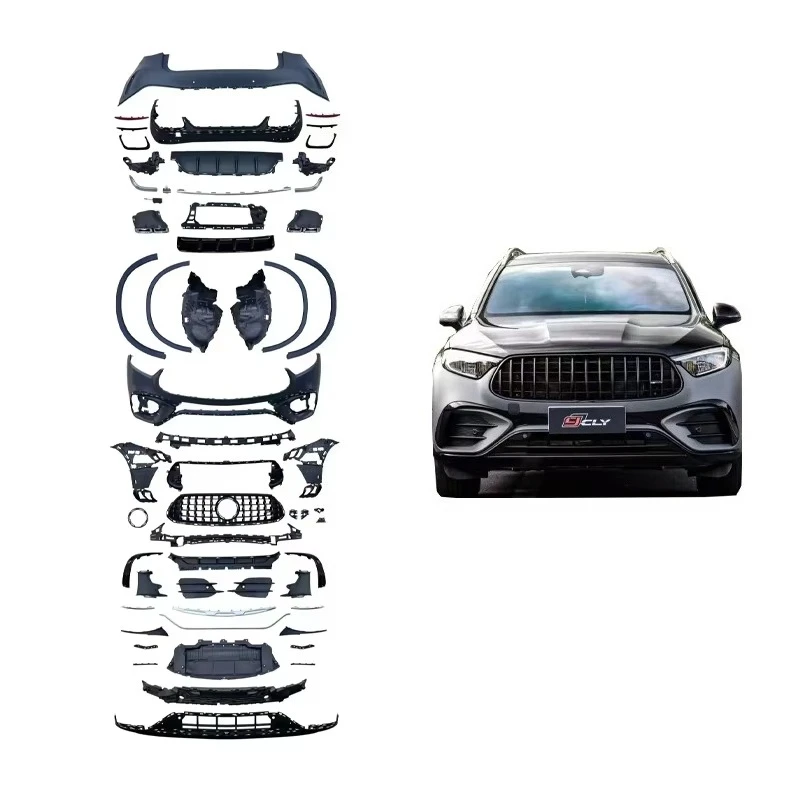 

GLC Auto Parts W254 Upgrade GLC63 Body Kit Front Rear Bumper Grille Lining Wheel Eyebrow Bright Black Trims 2023-2025 Style