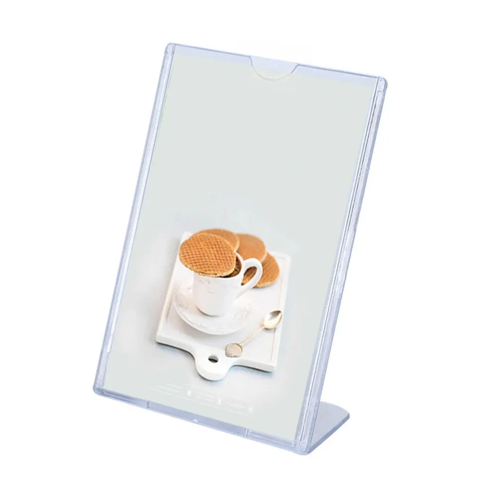 6Pcs Clear Acrylic L Shaped Display Stand Slanted Sign Holder for Photo Menu Instruction Price List Ad in Store Shop Supermarket