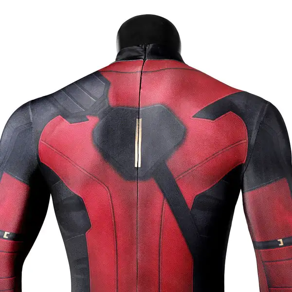 Red Mouth Hero Costume Unisex Halloween Themed Party Cosplay Full Body Suit with Removable Mask