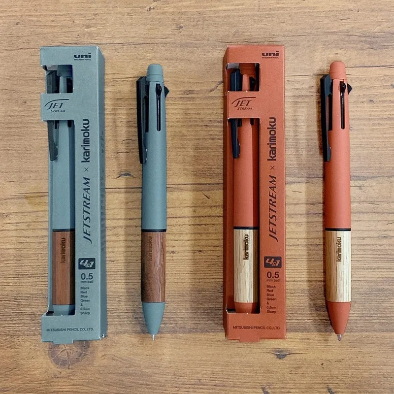 Japoński luksusowy długopis UNI Limited Edition, długopis kulkowy Karimoku z drewnianym wzorem, wielokolorowy, średni olej, wielofunkcyjny długopis, artykuły papiernicze.