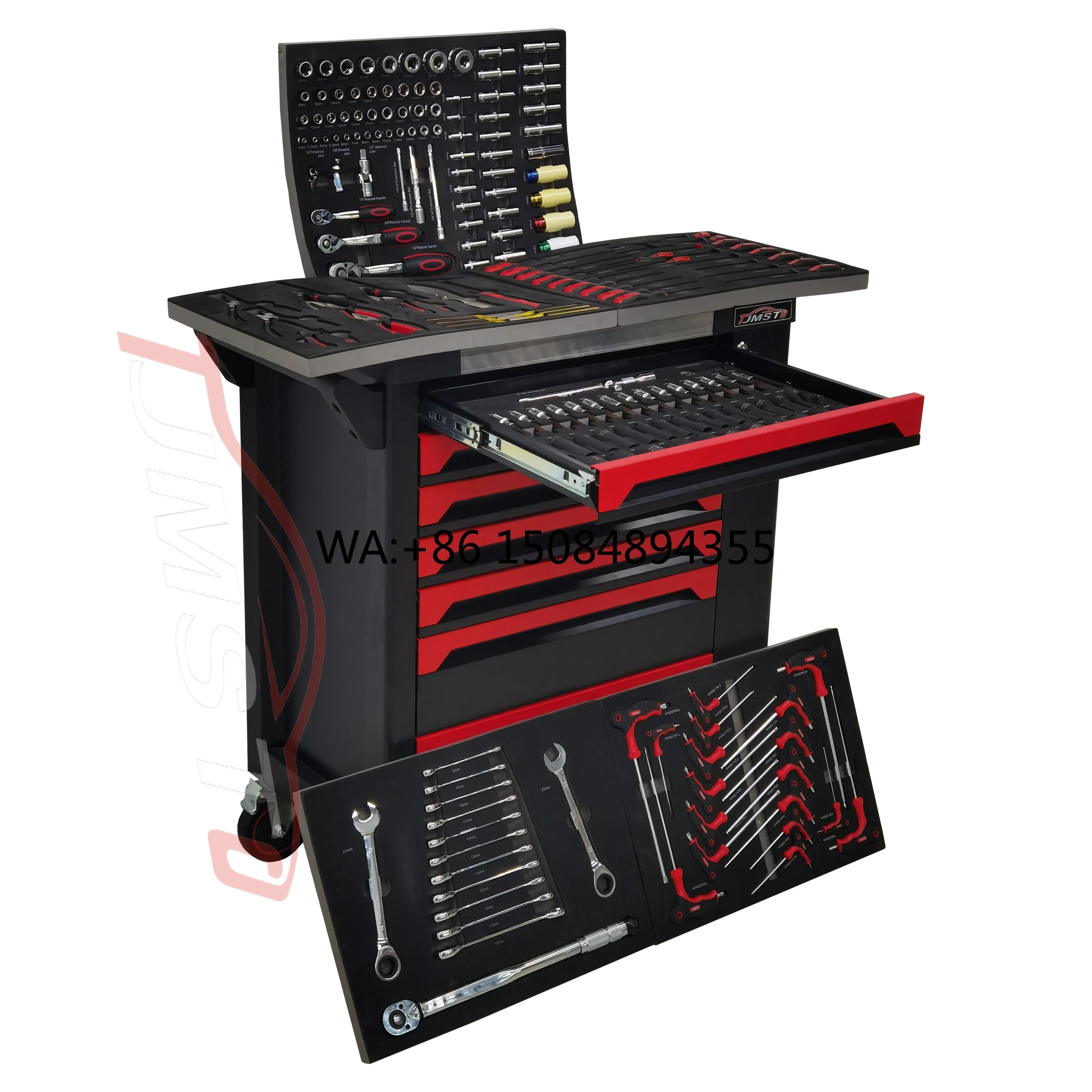 7 Drawer Rolling Tool Cabinet Trolley 200PCS Complete Mechanic Tool Set Hand Operated OEM CRV Material for Auto Repair Workshop