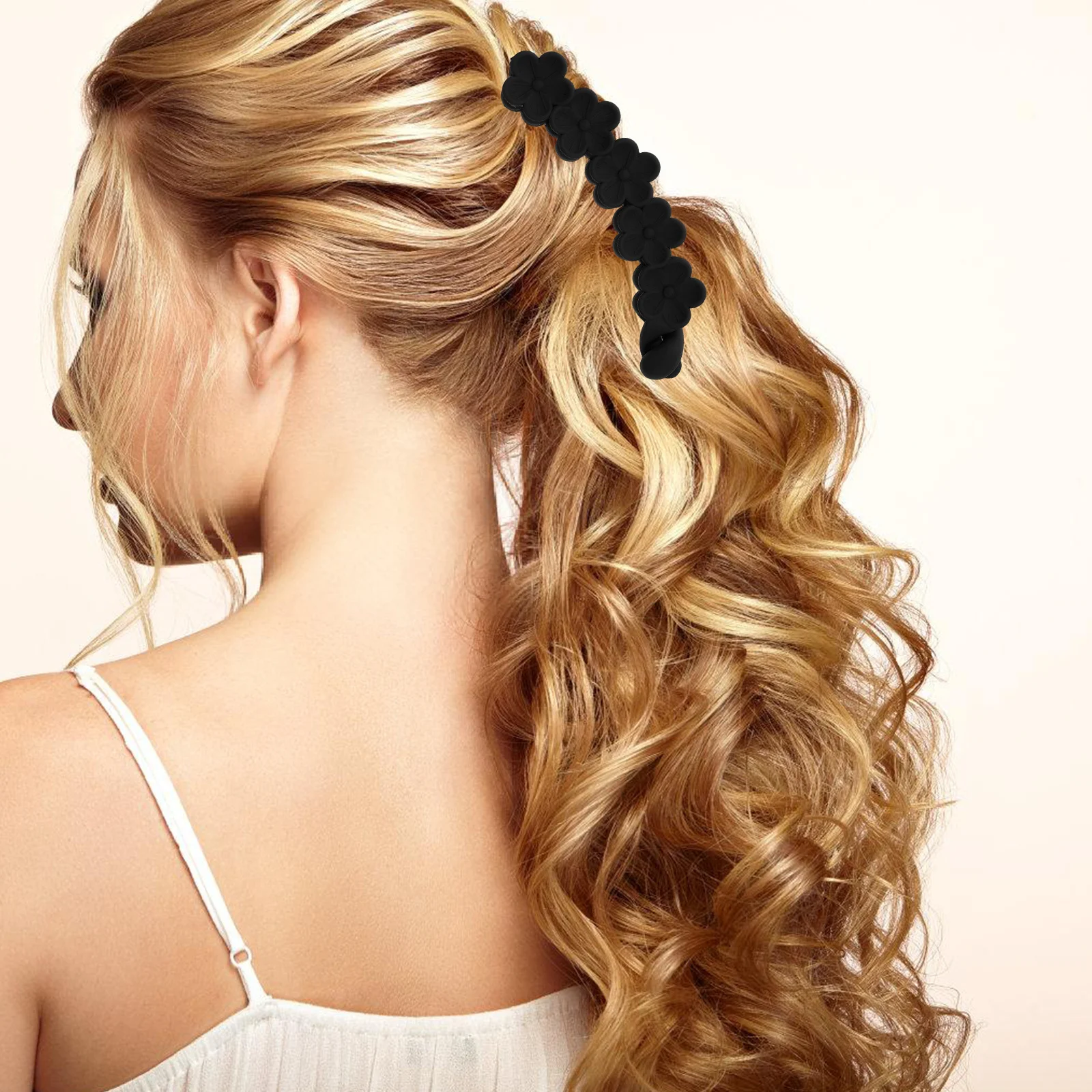 مشبك شعر أنيق على شكل زهرة بتصميم مضاد للانزلاق للنساء والفتيات، إكسسوار زهور لطيف لضفائر ذيل الحصان والأعلى