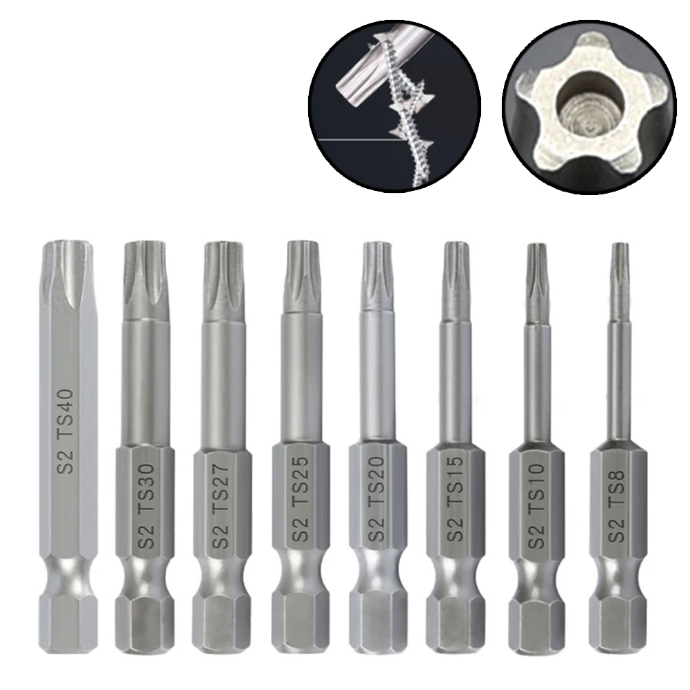 8pcs Torx Screwdriver Bit Five-pointed Star 50mm Length Alloy Steel For Electric Screwdrivers Screwdrivers Drills Hand Tool