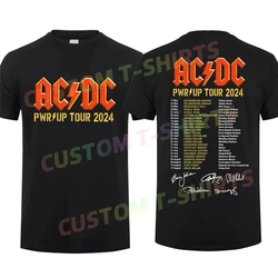 2024 Men T Shirt Casual AC Pwr Up World Tour 2024 DC Signature Rock Band T-shirt Graphic Summer Short Sleeves 100% Cotton S-3XL