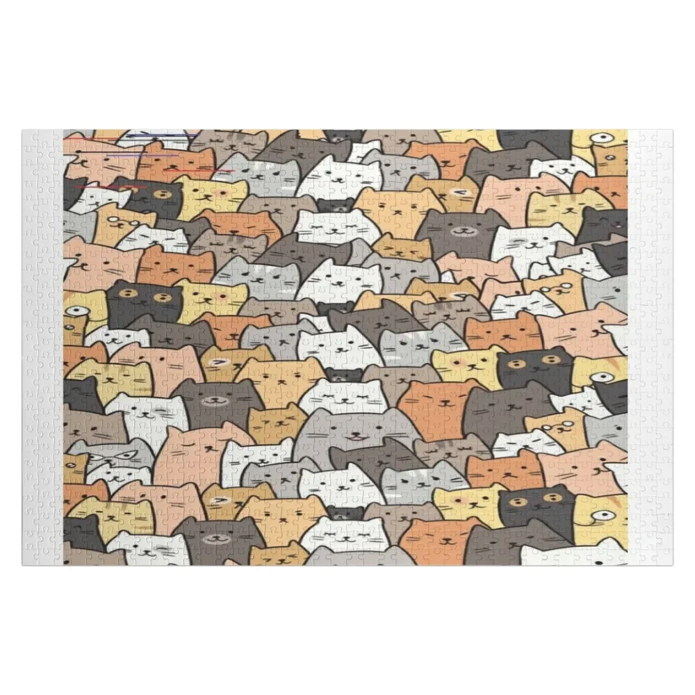 

Cute cats pattern Jigsaw Puzzle With Personalized Photo Wooden Decor Paintings Personalized Photo Gift Puzzle