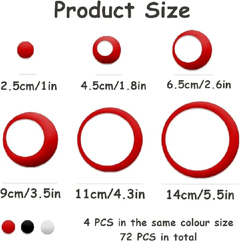 72 PCS Acrylic Circle Mirror Wall Stickers Removable Round Dots Mirror Wall Decals DIY Decals Modern Art Mural for Home