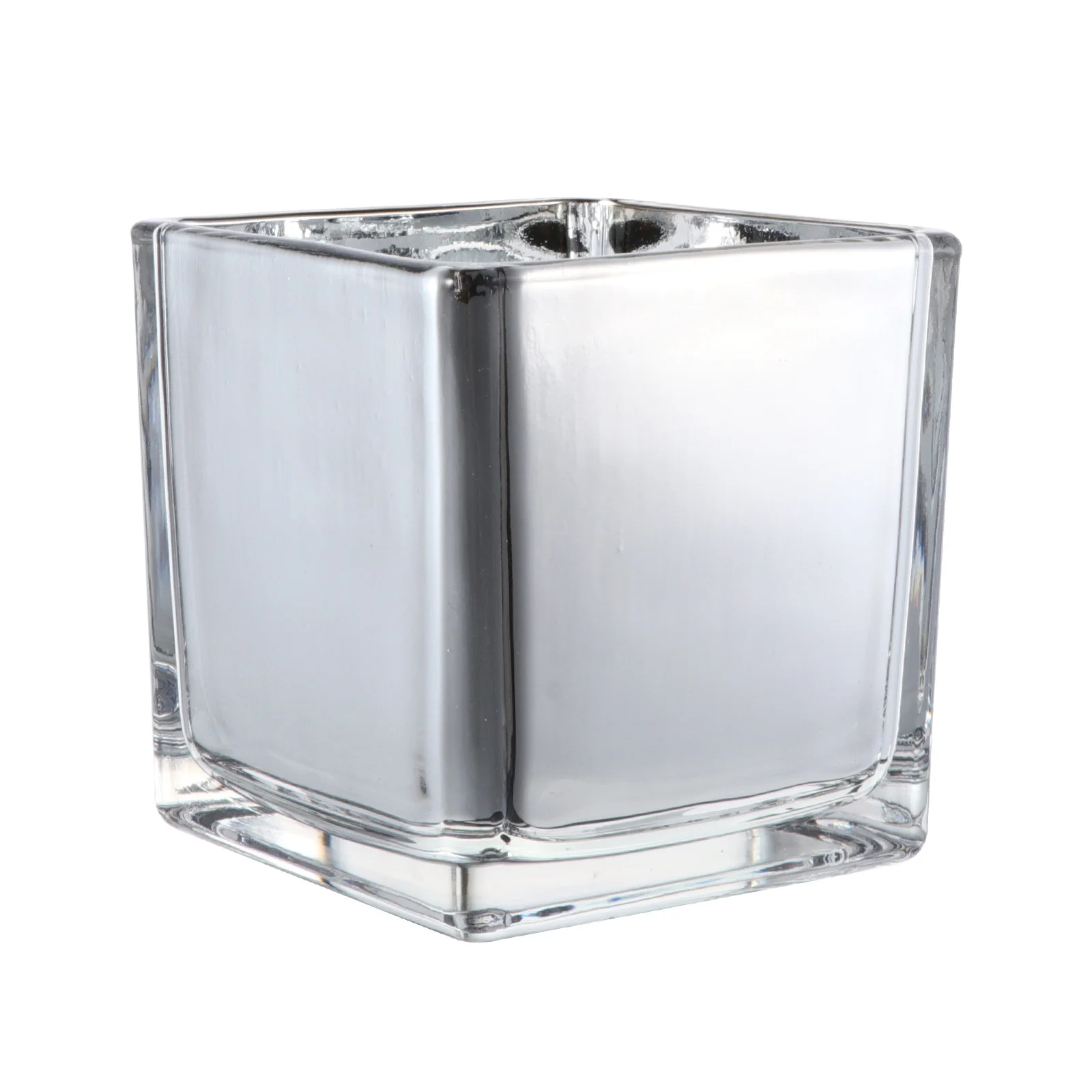 

1Pcs Electroplated Glass Candlestick Square Candleholder Mirror Surface Decorative Party Holder Succulent Pot